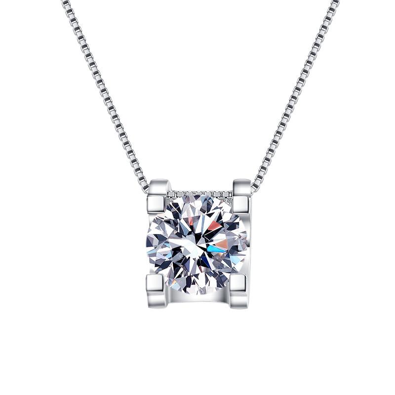 S925 Sterling Silver Bull Head Necklace Moissanite Retro Women s Four-claw Pendant Jewelry 2026 45CM