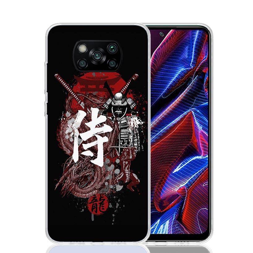 Japońskie Ciemne Smocze Etui na Telefon Dla Xiaomi Poco X7 X6 X5 Pro F7 Ultra Redmi 15C 15 13 13C 12 12C 10 10A 10C 9 9A 9C 9T Co