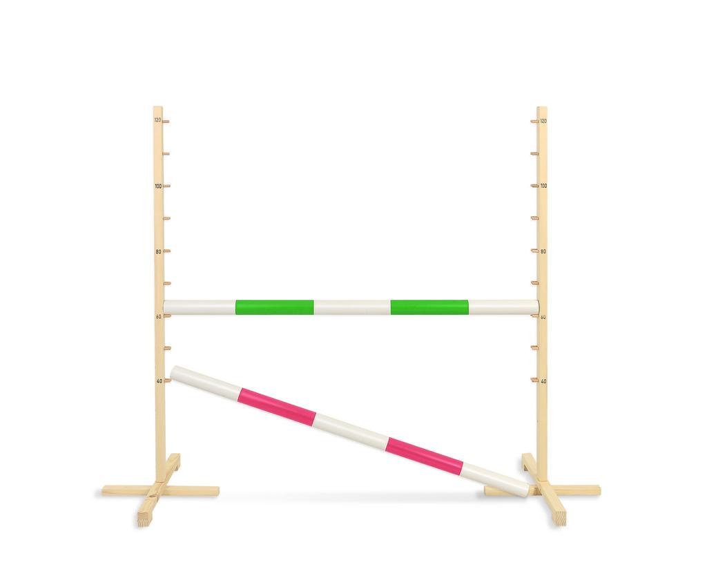 Jumping obstacle for Hobby Horse 120cm, two beams - green and pink