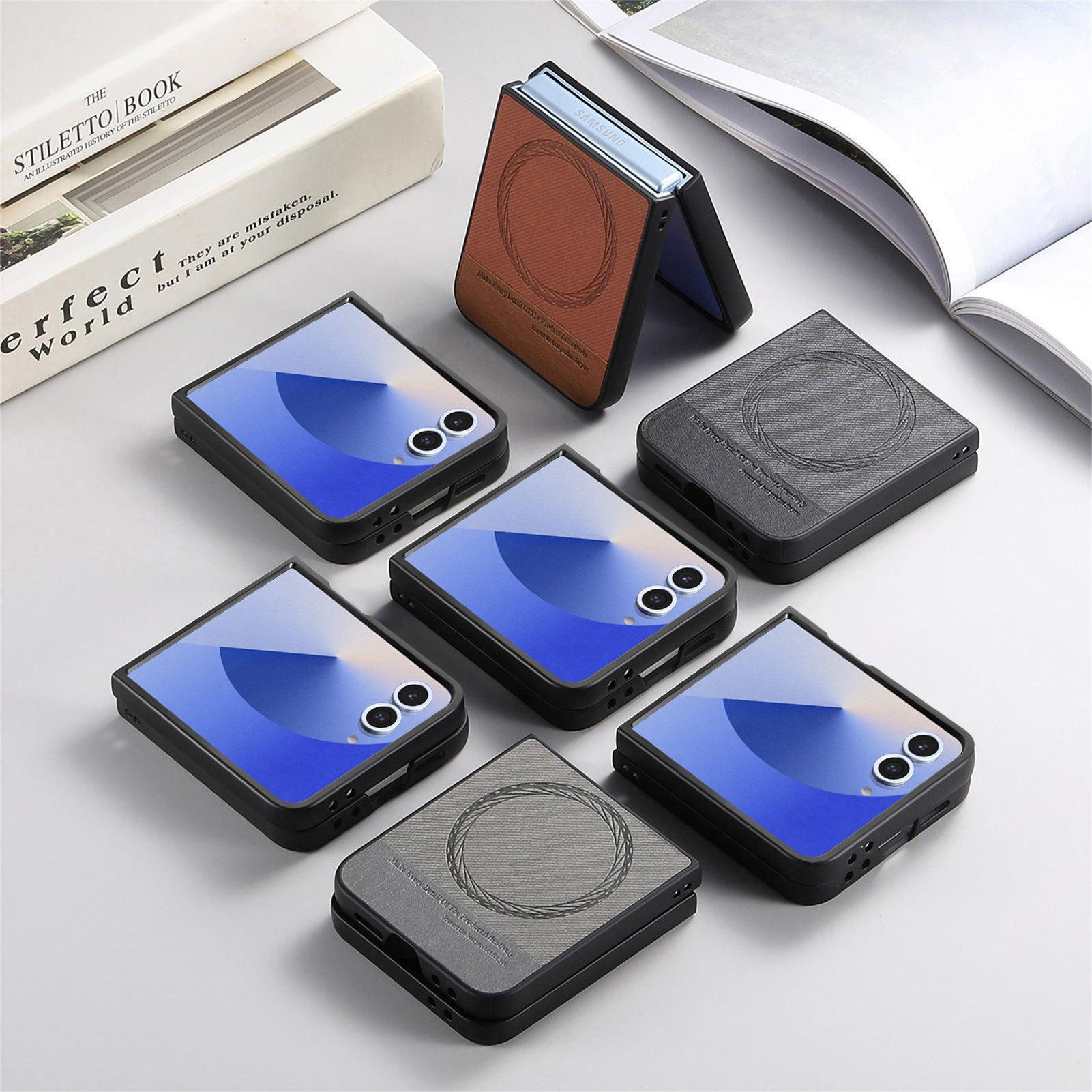 

Magnetic Function Thin Leather Folding Cover Case for Samsung Galaxy Z Flip7 5G Flip 7 6 Flip6 Flip4 Flip 5 4 3 Flip3 Galaxy Z Flip5 чорний