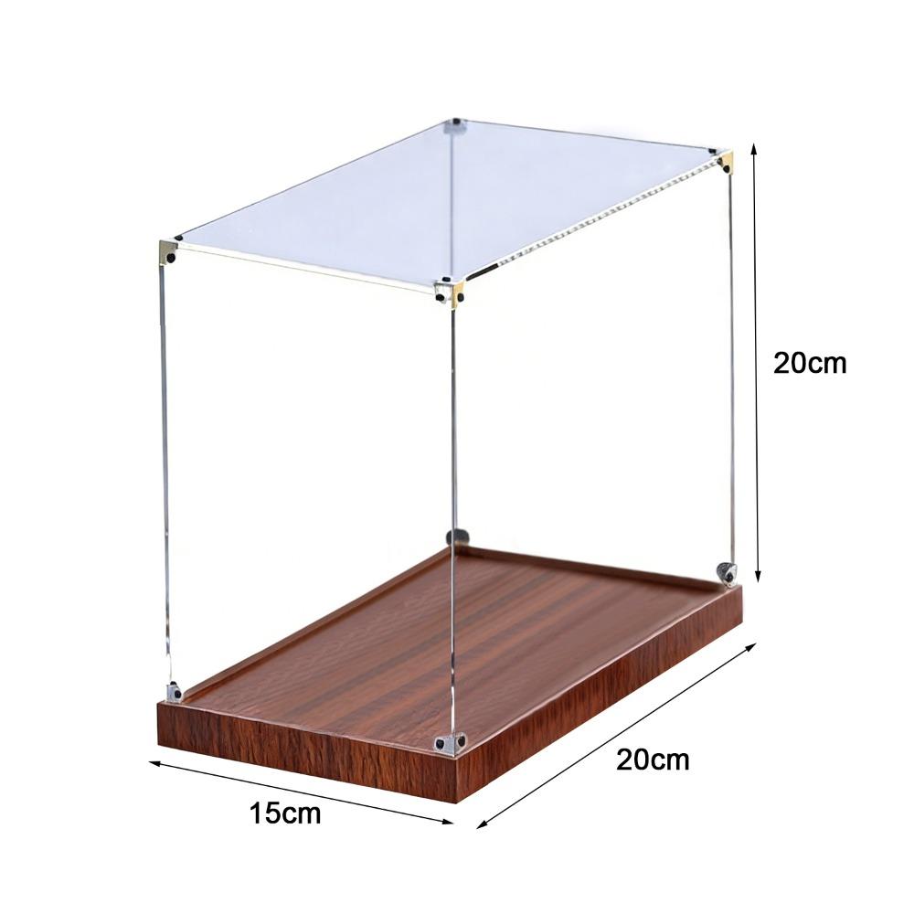 Transparent Acrylic Acrylic Display Case Stackable Design Wooden Bottom Model Display Case No-glue Assembly Display Box
