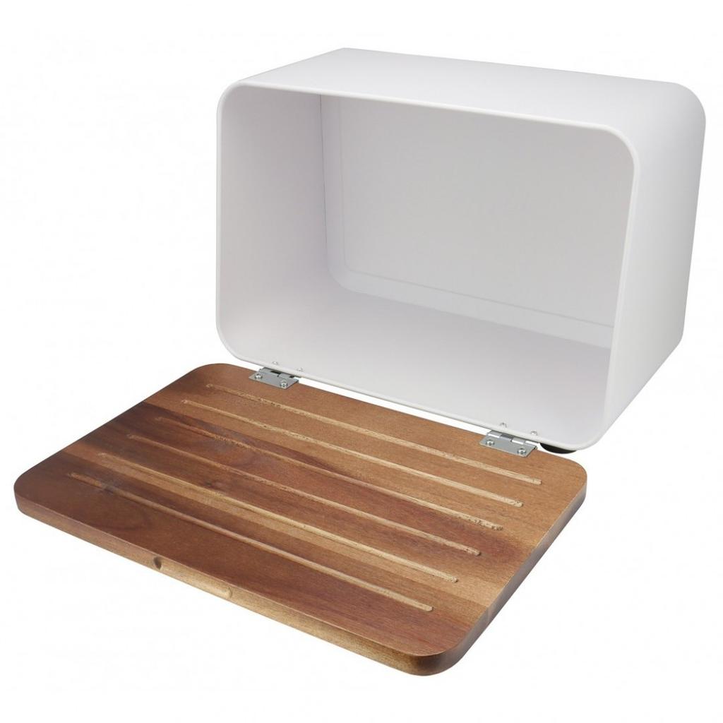 STEEL BREAD BOX WITH ACACIA LID HUSLA 73937