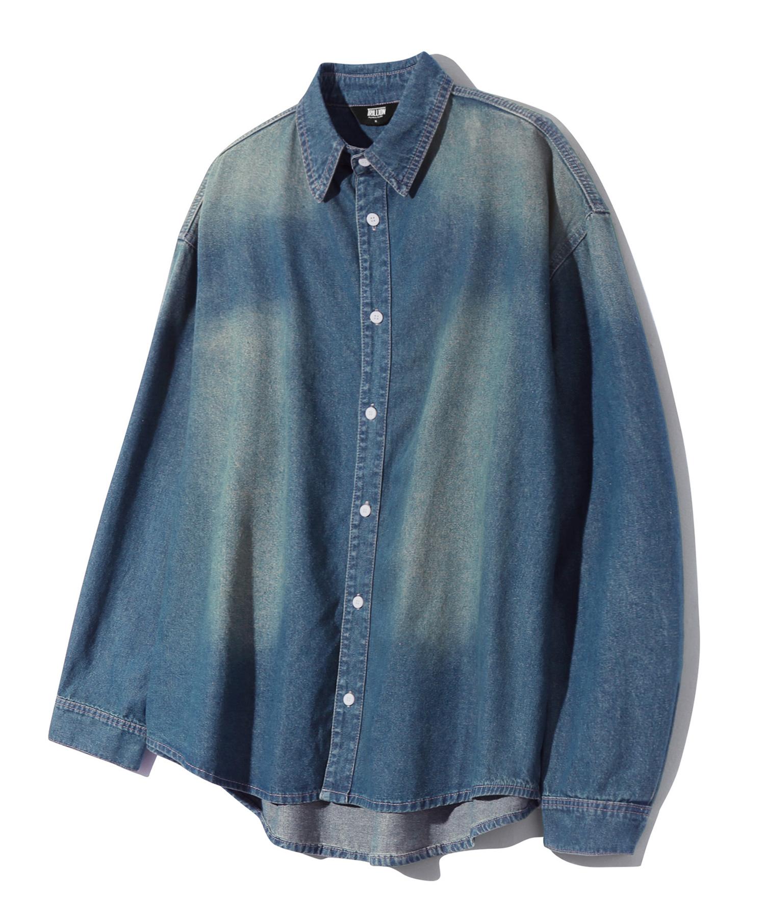Trillion Vintage Washed Oversized Denim Shirt (Deep Blue) Deep Blue/L