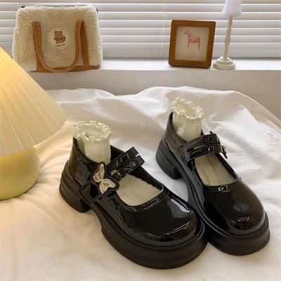 Platform Mary Jane Women's Shoes 2025 New Versatile Bow Thick Heel British Style Heightening Single Shoes High Heel Small Leather Shoes