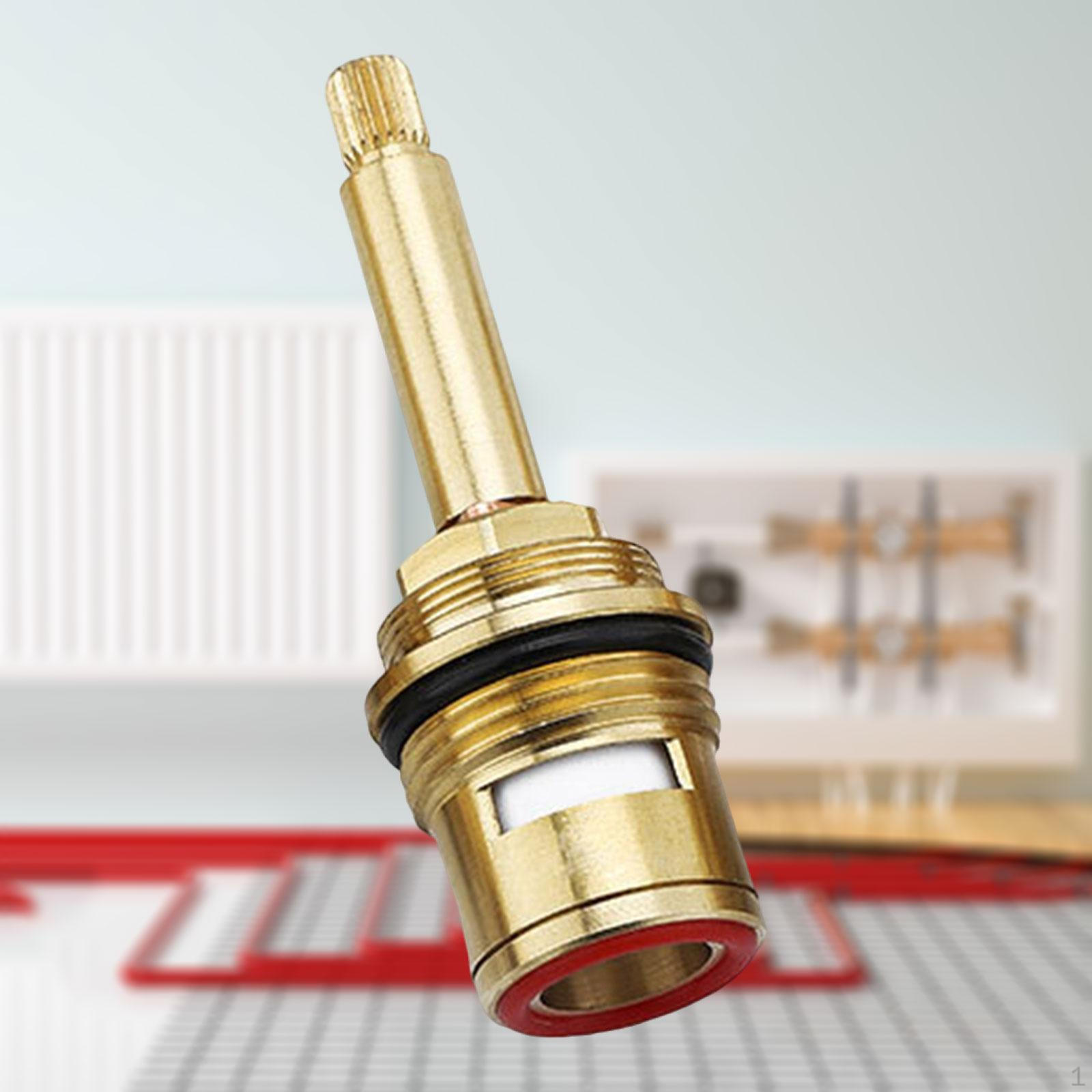 Brass Ceramic Stem Disc Cartridges 20 Tooth Drip Resistant Quarter Turn Faucet Valves Replacement Red Clockwise