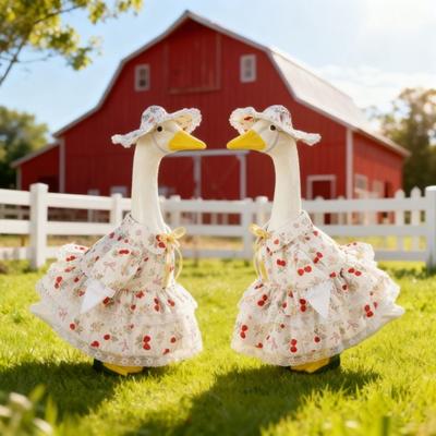 Traje de Ganso para Porche con Flores de Primavera para Ganso de Cemento de 23 Pulgadas Ropa de Ganso Floral de Flores Silvestres para Decoración de Porche Patio Césped de Primavera Verano