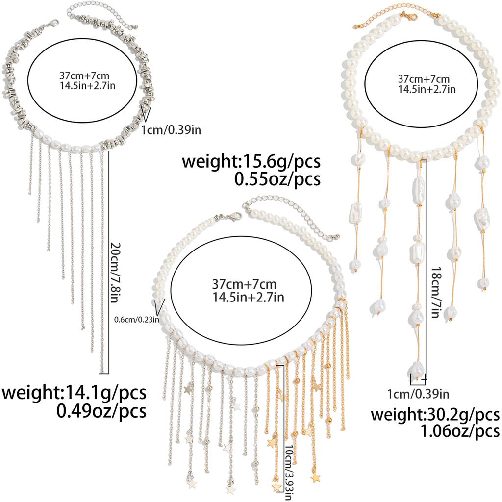Salircon Sexy 3Styles Imitation Pearl Tassel Open Torques Choker Necklace Women Trendy CCB Bead Clavicle Neck Party Jewelry