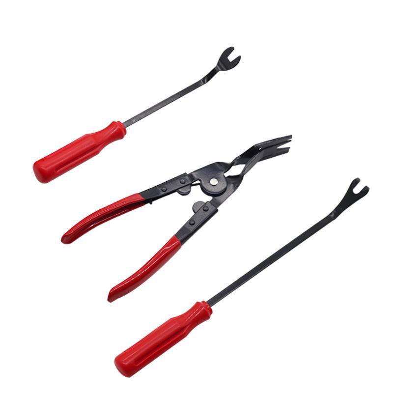 Clește pentru faruri și panouri auto, set de 3 piese: Șurubelniță cu cataramă din plastic și scule de demontare auto.