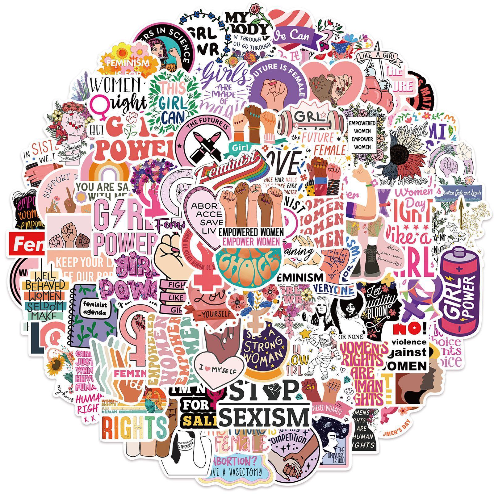 

100 Вдохновляющих Феминистских Граффити Наклеек Персонализированные DIY Декоративные Компьютер Чемодан Водонепроницаемые