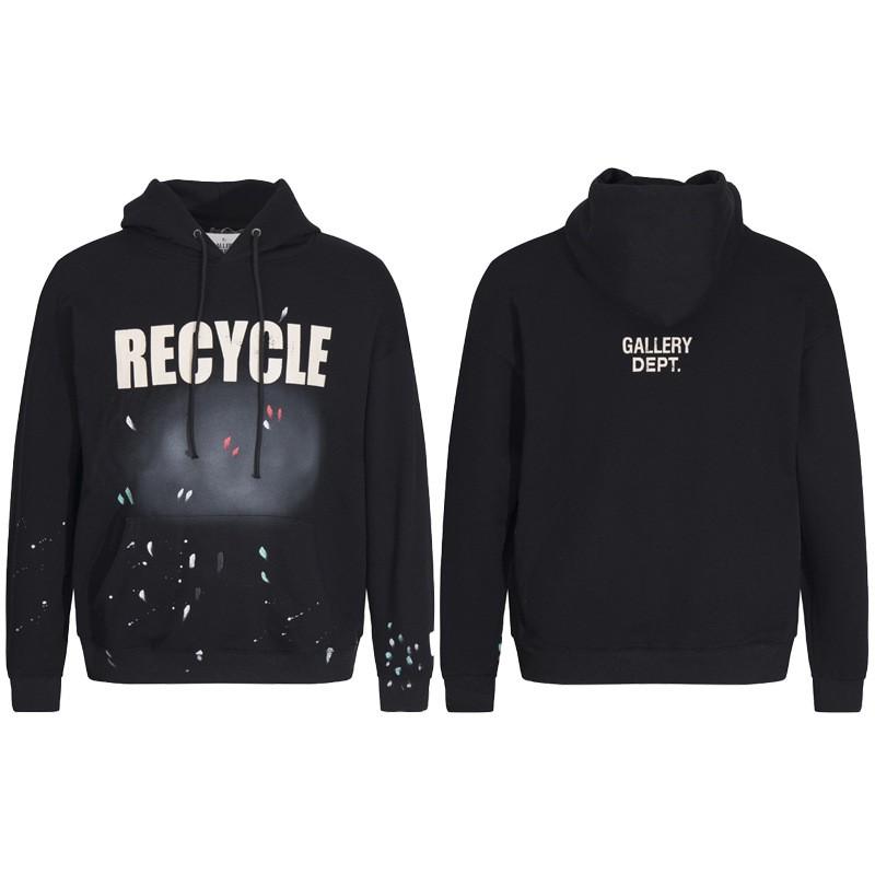 GALLERY DEPT Hoodie Men Women Oversized Cotton Fleece Pullover Sweatshirt Streetwear Loose Fit Long Sleeve