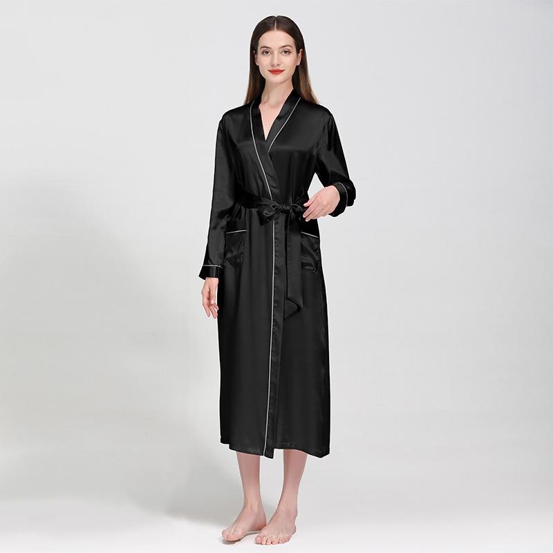 Mulberry Silk Long Wedding Bride Bridesmaid Robe Ladies Morning Dress Women Night Peniva Pure Silk Sexy Kimono Robe