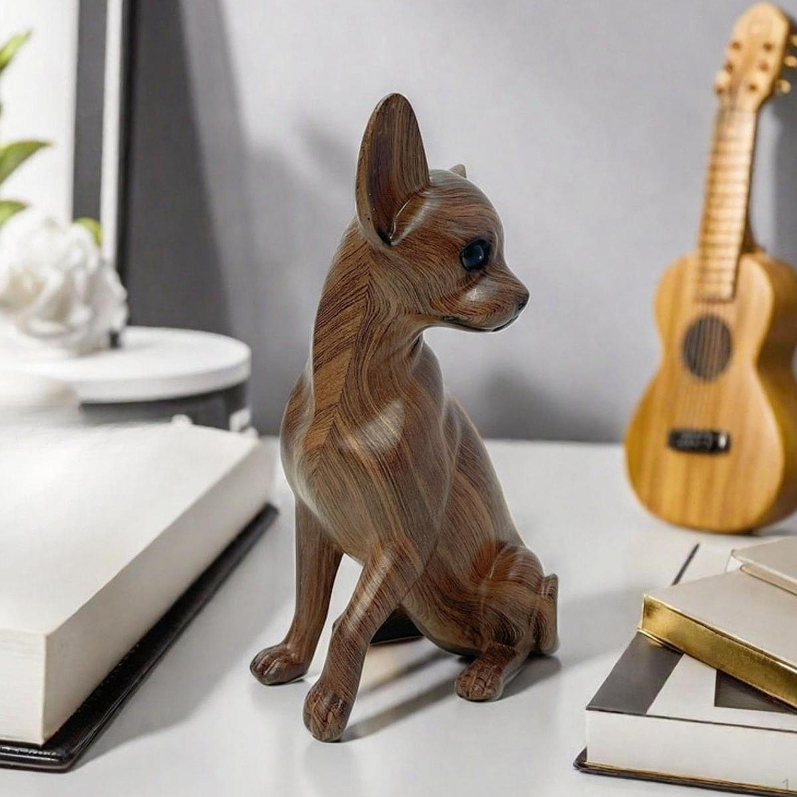 

Статуя собаки Смола Настільна прикраса Скульптура тварини Ручна робота Центральна частина столу для шафи Style B