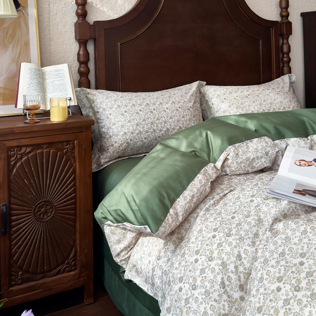 100% Cotton Bedding Set Ins Korean Floral 3D Printed Duvet Cover Bed Linen Flat Sheets Set 2 Pillowcases Twin Double Queen Size