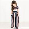 Fashion Rainbow Stripe Children Kids Girls Maxi Dress Short Sleeve Summer Long Beach Dress 1-7Y