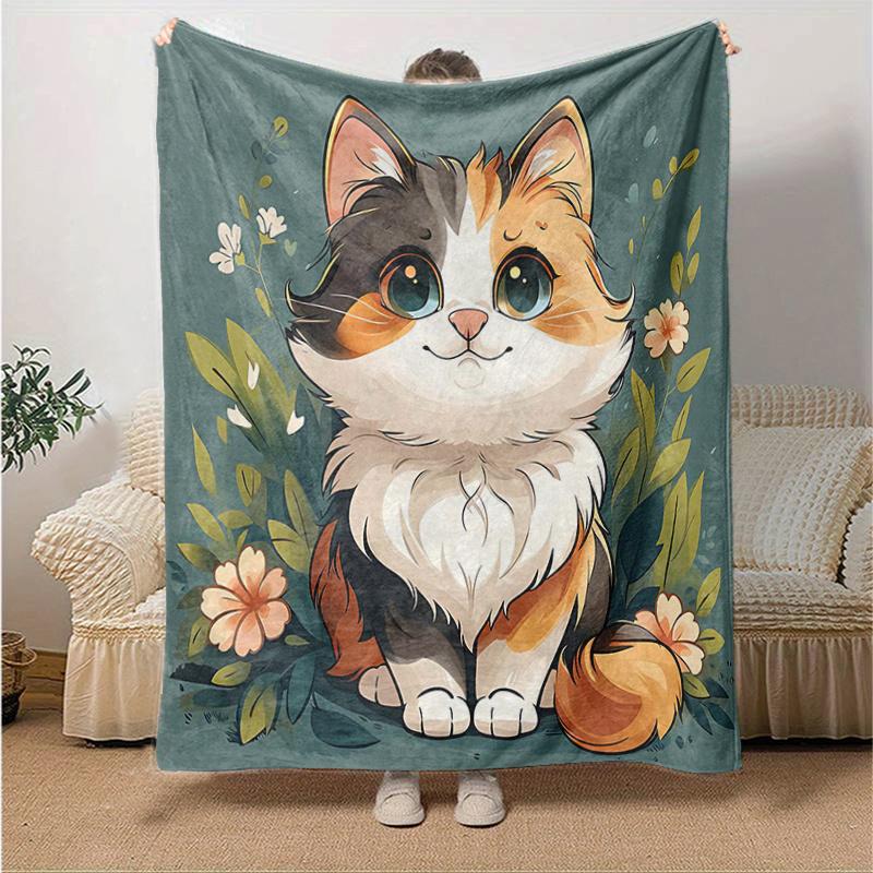 

1pc Little Orange Cat Blanket Soft Throw for Home Decor, Living Room, Travel, Camping, Car Blankets, Beach 80x120cm