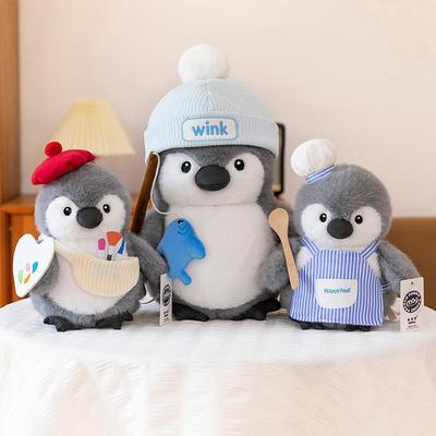 Adorable Penguin Chef Plush Holding Fish - Stuffed Toy & Gift