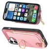 For iPhone 16 Plus Case Zipper Pocket Kickstand Leather Phone Back Cover
