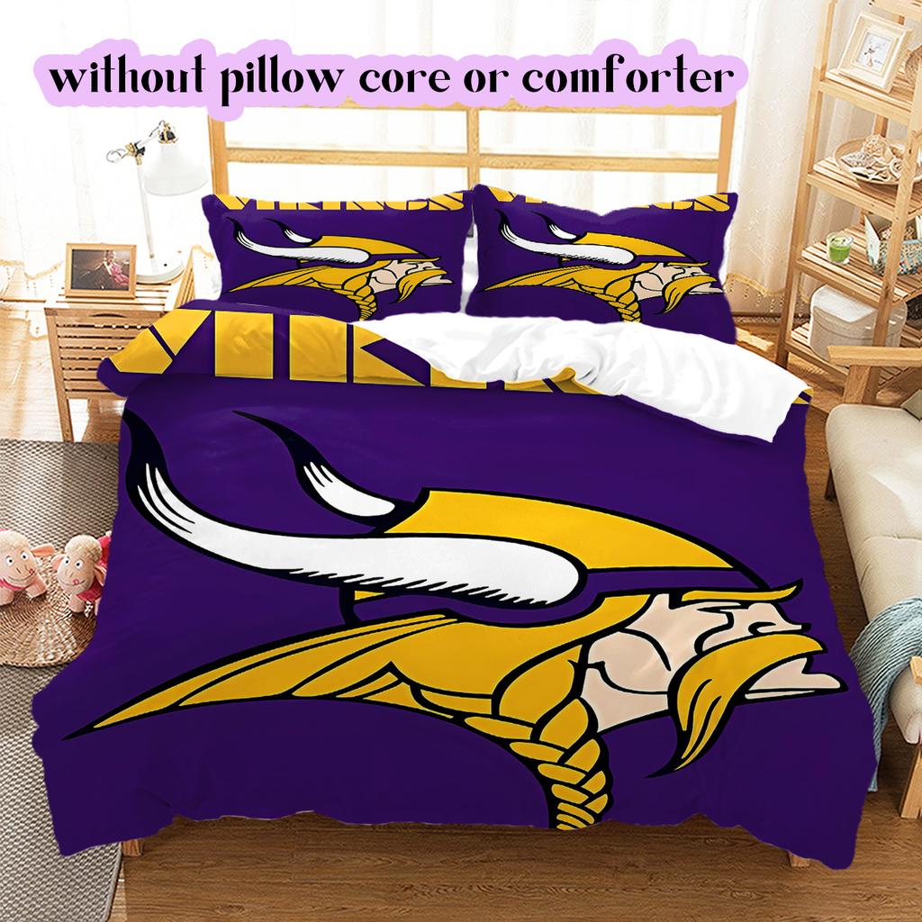 football Logo Pattern Bedding Quilt Set Quilt Cover Pillowcase Home Decoration Birthday Gift (1*duvet cover+ 2*pillowcase, without core)