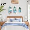 French Vintage Home Decor 3Pcs Wooden Surfboard Wall Art Decor, Natural Wood Hanging Sign, Sun-resistant Sculpture Lightweight Tropical Summer