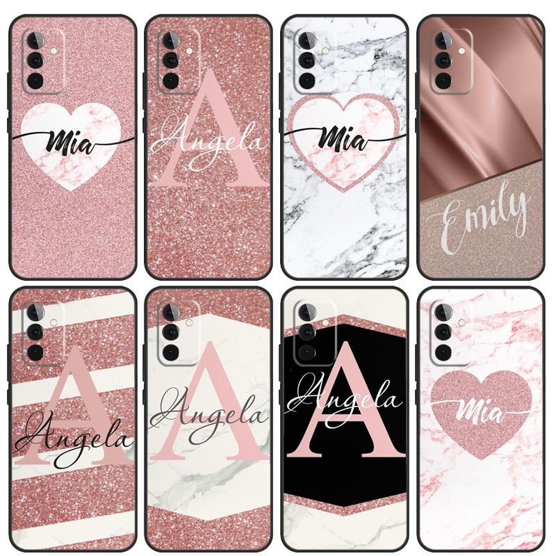 Personalised Name Initial Marble Case For Samsung Galaxy A54 A53 A52 A34 A32 A72 A13 A23 A14 A33 A12 A22 A71 A51 Phone Cover