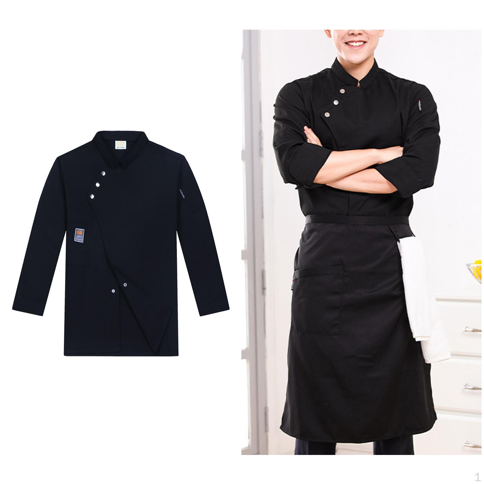 

Chef Coat Clothing with Pocket Breathable Catering Waiter Apparel Cooker Classic Uniform for Black 2XL