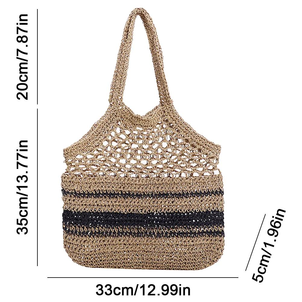 Hollow Straw Women Shoulder Bags Paper Woven Lady Handmade Handbags Summer Beach Large Tote Bag Big Casual Shopper Purses 2025