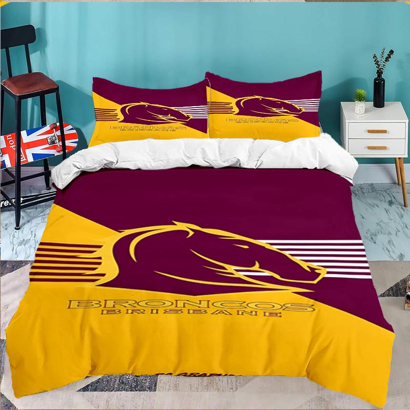 Brisbane Broncos 3PCS Bedding set,Ideal for 1pc Duvet Cover And 2pcs Pillowcases Perfect for Fan gift,Ideal for Bedroom, Dormitory