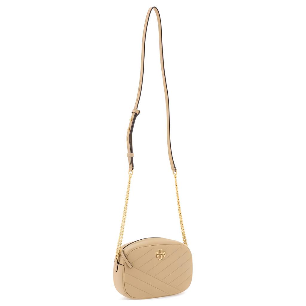 Tory Burch Kira Antique Gold Metal Double T Logo Zipper Closure Leather Shoulder Crossbody Bag Small Women Bags Nude-Pink 90450-288