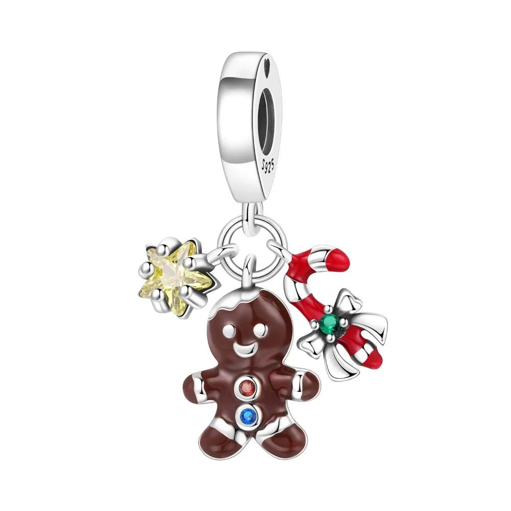 Christmas Charm Bead Component Bell Snowflake House Christmas Tree Elk Bead Components Pendant Bead Component Do It Yourself Copper Metal Bracelet