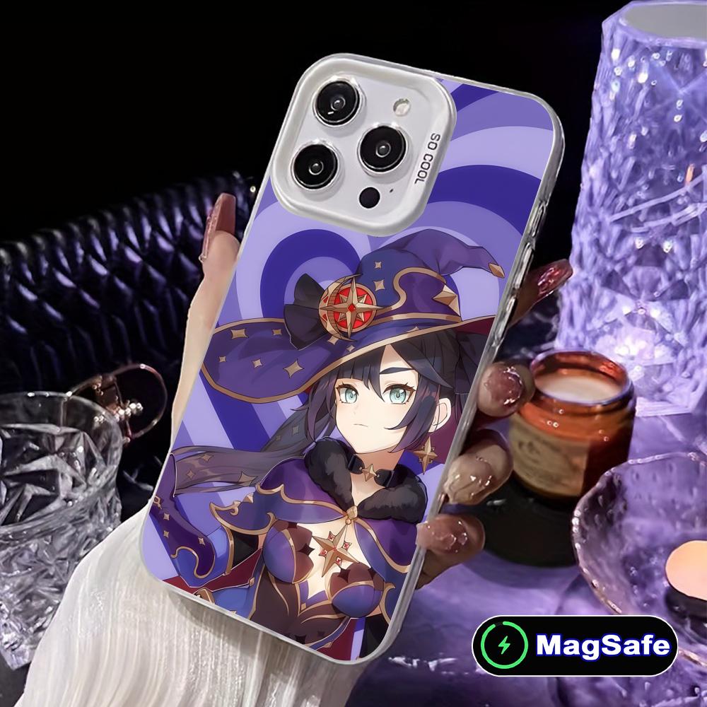 Game GI Mona White Translucent MagSafe Mobile Phone Case for iPhone 17 16 15 14 13 12 11 X XR XS 8 7 Air Pro Max Plus Cover