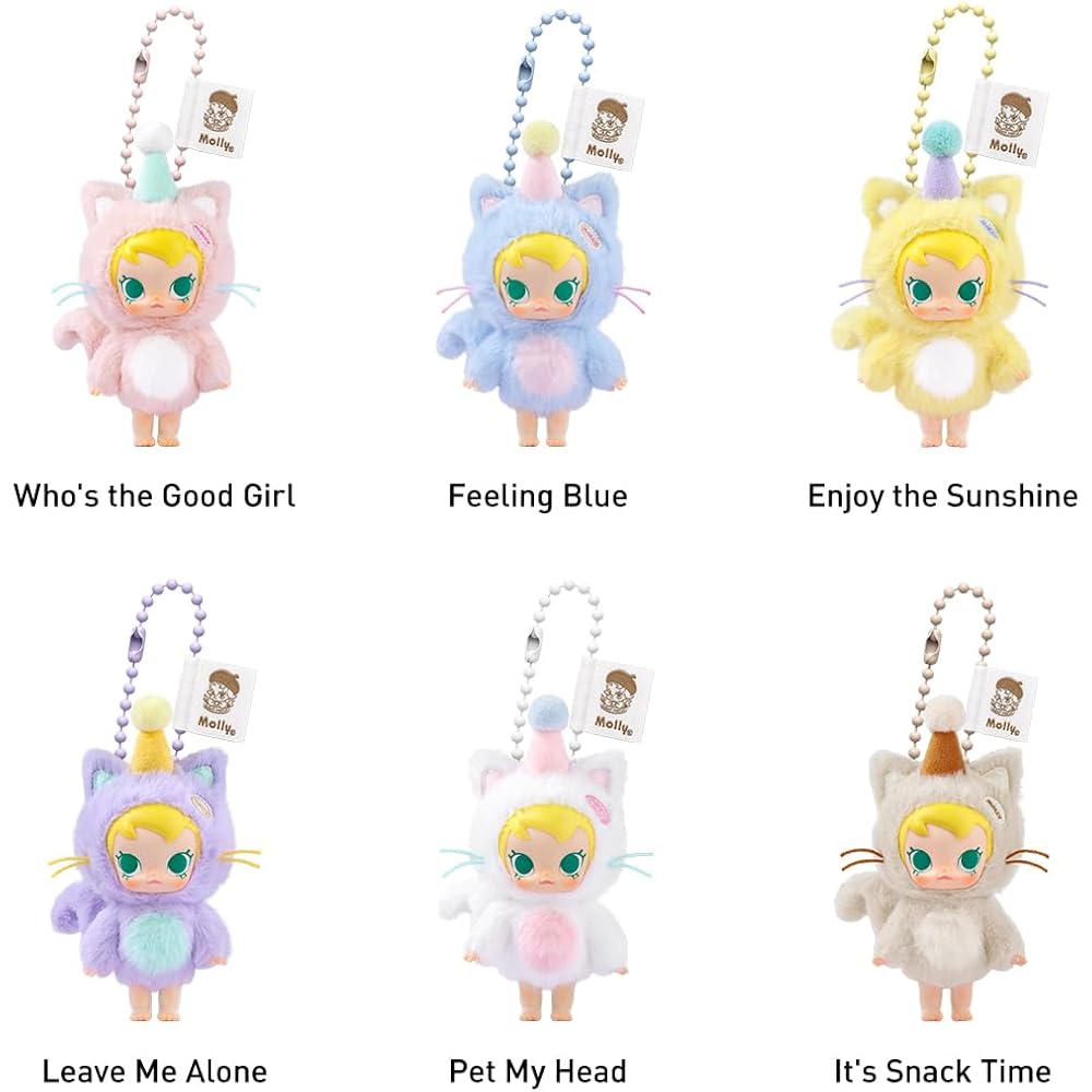 Pop Mart Baby Molly Pocket Friends Plush Pendant Assorted Box 6 Pieces PVC Figure Collectible Toy
