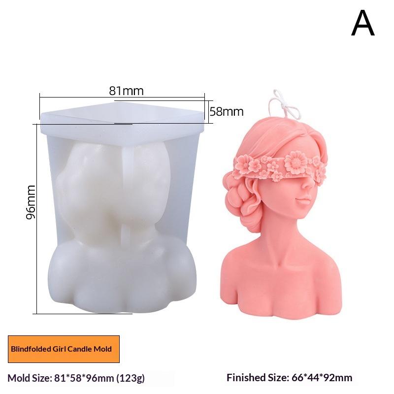 

New! 1Pc Closed Eye Blindfold Girl Silicone Candle Mold 3d Cute Rose Girl Aromatherapy Plaster Soap Crafts Mold Home Decor Gift