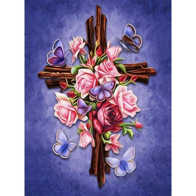 3D DIY Diamond Embroidery Cross Stitch "Cross Flower" Diamond Painting Home Decoration