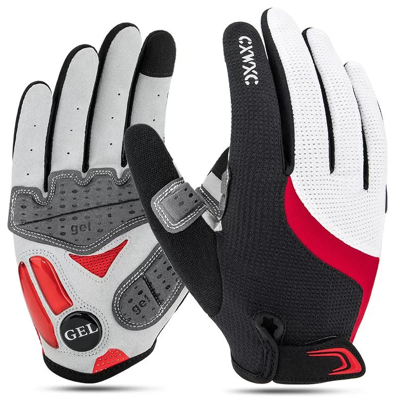 Cxwxc Highway Mountain Bicycle Bicycle Full Finger Gloves Liquid Silicone Shockproof Breathable Spring and Autumn Cycling Men and Women