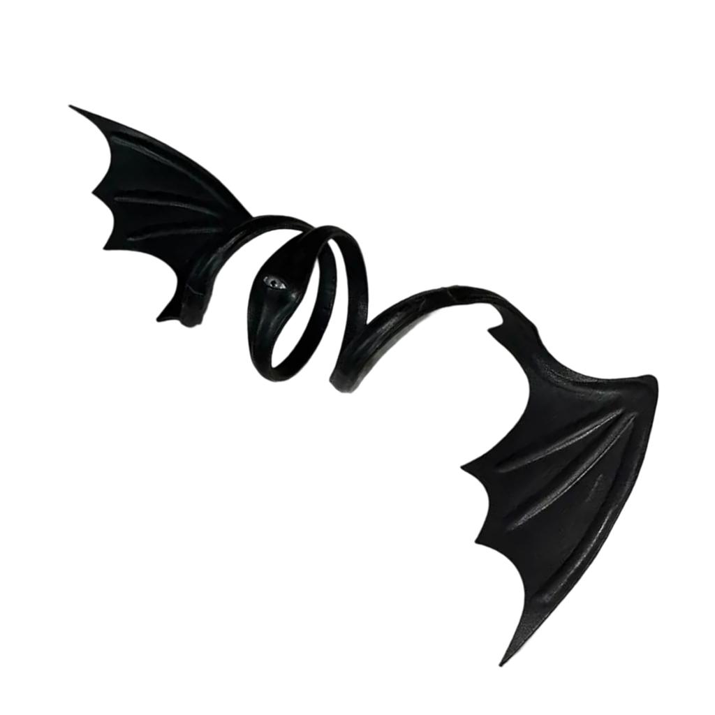 Edgy Black Sturdy PU Leather Chokers Bat Wing Necklace Portable Accessory for Halloween Costumes Daily Use Casual Wear