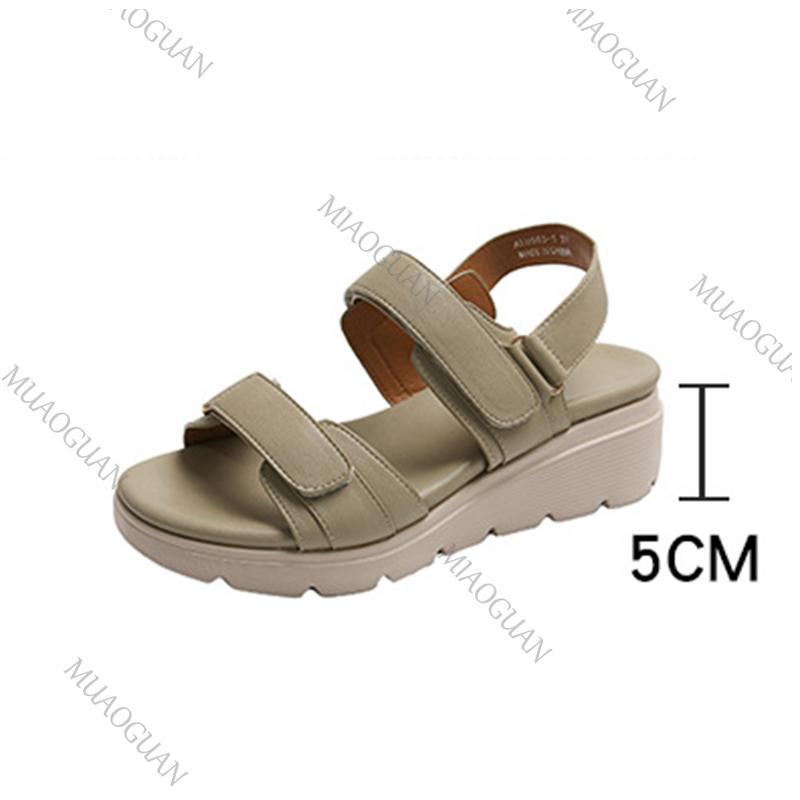 Fashion Retro Thick Bottom Roman Sandals Female Summer New Large Size Versatile Wedges Middle Heel Sandal Casual Solid Open Toe Sandales