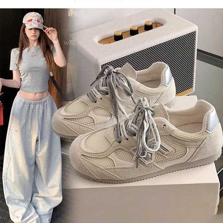 Flat-bottomed Retro German Training Shoes for Women's New Summer Breathable Thin Casual Versatile Mesh Shoes for Women