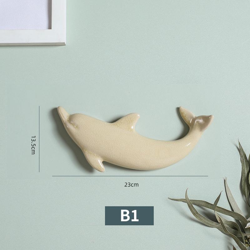 1 ks Nordic Style 3D keramické nástěnné malby s delfíny Nástěnné závěsné pozadí Dekor Řemesla Restaurace Obývací pokoj Kancelář Dekorace
