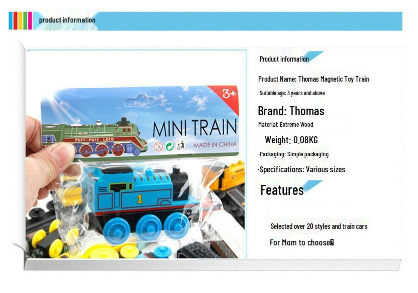 Magnetic Thomas the Tank Engine Wooden Train Set with Cake Party Decorations