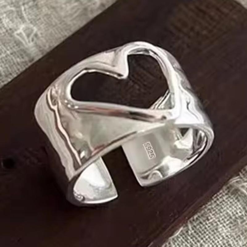 PANJBJ 925 Sterling Silber Dicker Doppelring für Damen Mädchen Geschenk Minimalismus Neutral Öffnend Breiter Schmuck Dropshipping