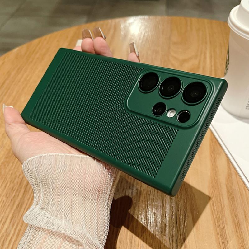 Mesh Heat Dissipation Breathable PC Case For Samsung S25 S24 S23 S22 S21 Plus Note 10 20 Ultra S20FE Ultra Thin Matte Hard Cover