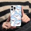 Cute anime Shark Phone Case For iPhone 17 16 15 14 13 12 11 Pro Max Plus Satin Colorful Cover