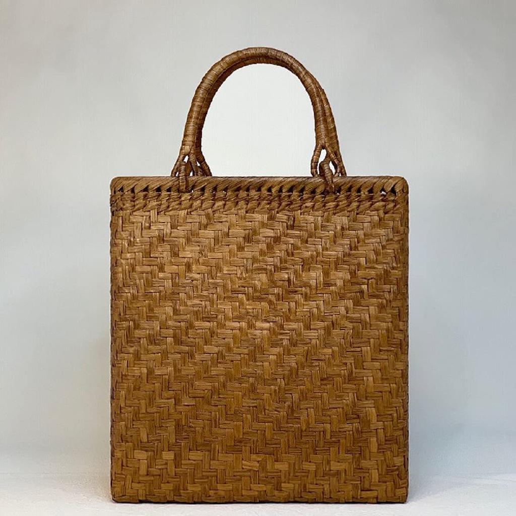 Basket Bag Handmade Wild Grape Bag Basket Bag Tote Bag with Inner Fabric 31cm X Height 24cm X Depth Stylish Japanese Style Kimono Yukata Clothes [Wild