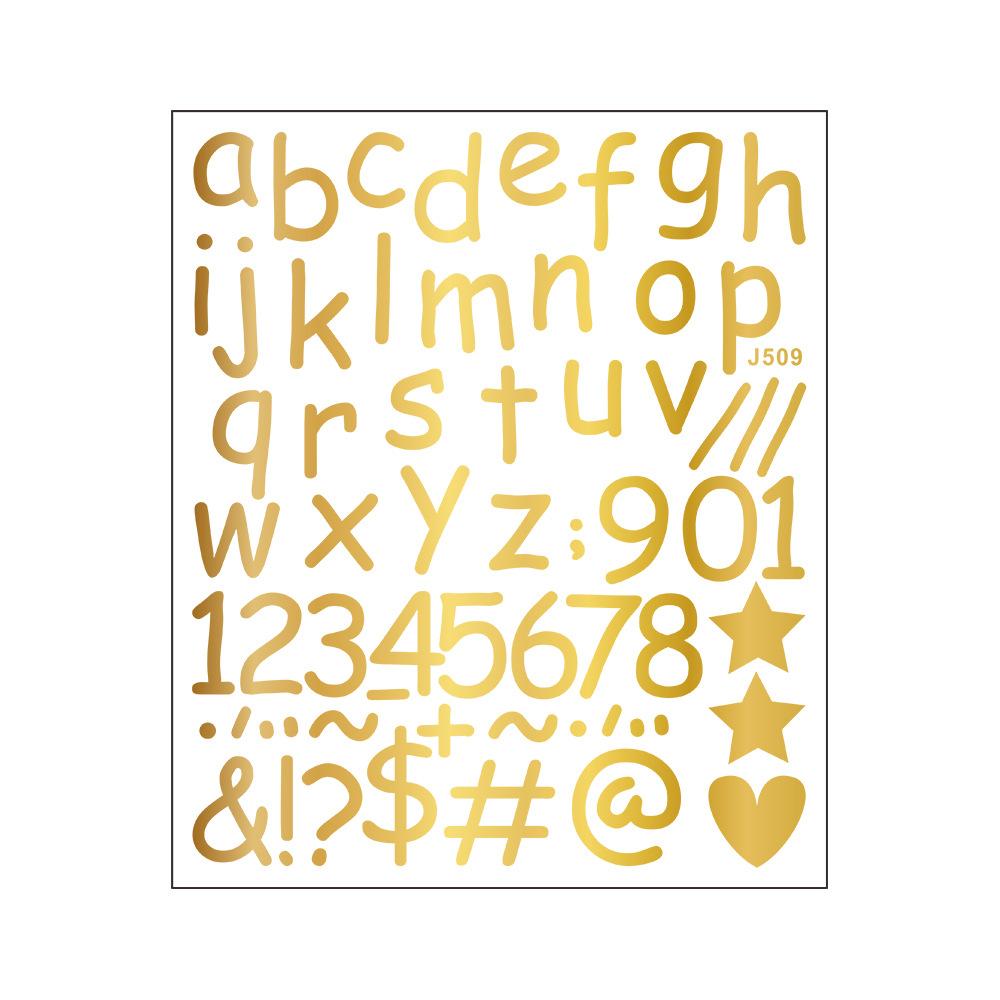 Bemalte englische Buchstaben, Zahlen und Symbole Herz-Kombination Heimverschönerungs- und Dekorationsaufkleber