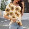Women's V Neck T Shirts Half Sleeve Tops Printed Casual Summer Tees T Shirt Blouse