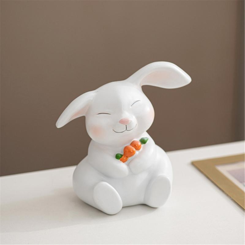 Easters Bunnies Ornament Resins Rabbit Hugging Carrot Figurine Sculpture Tabletop Decors for Holiday Decoration Lover
