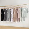 Women's Three-Piece Pajama Set: Short Sleeve, Long Pants, Shorts - No Bra Needed, Casual Summer Loungewear