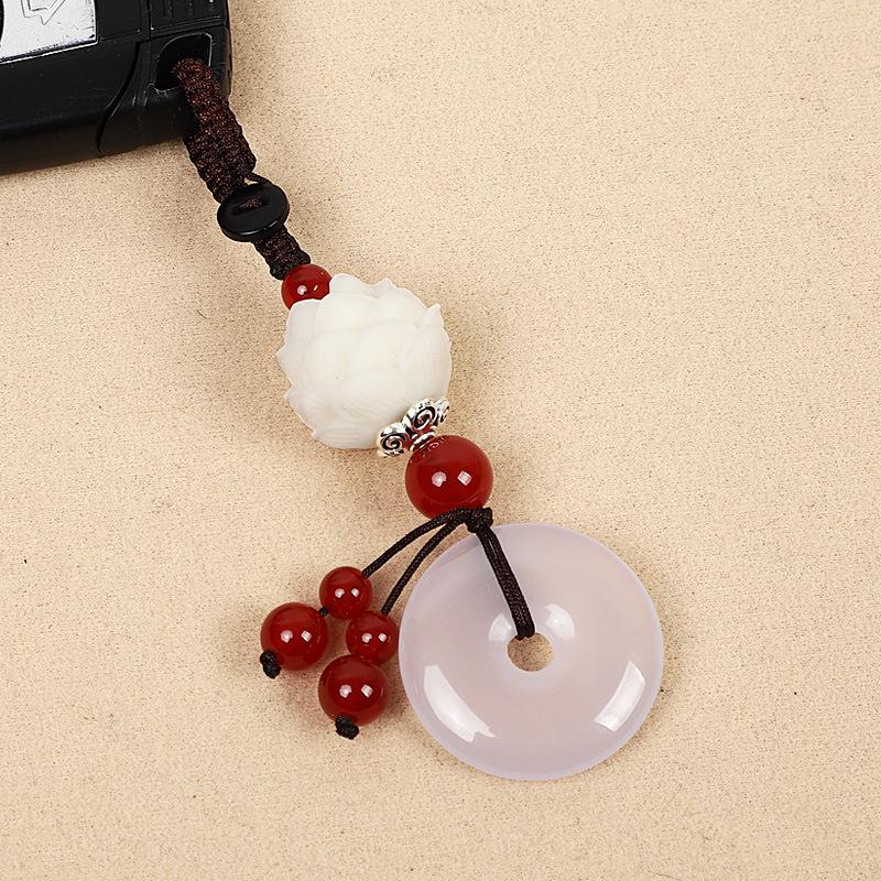 Bodhi Lotus Agate Peace Buckle Keychain Pendant