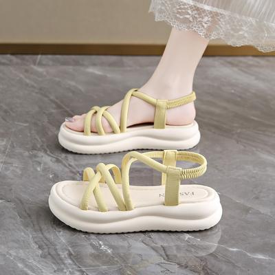 Simple Cross with Open Toe Student 2025 Summer New Casual Beach Shoes Fairy Wind Platform Sandals Female