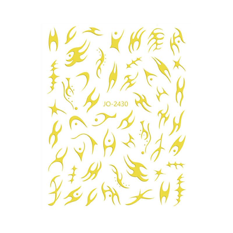 

Наклейка для манікюру «Полум’я дзеркала Шипи» Гаряче золото та срібло «Аврора» Нерегулярна металева наклейка для нігтів Орнамент Nail Sticker 2430 Gold